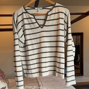 Splendid Cream and Black Striped Long Sleeve Top